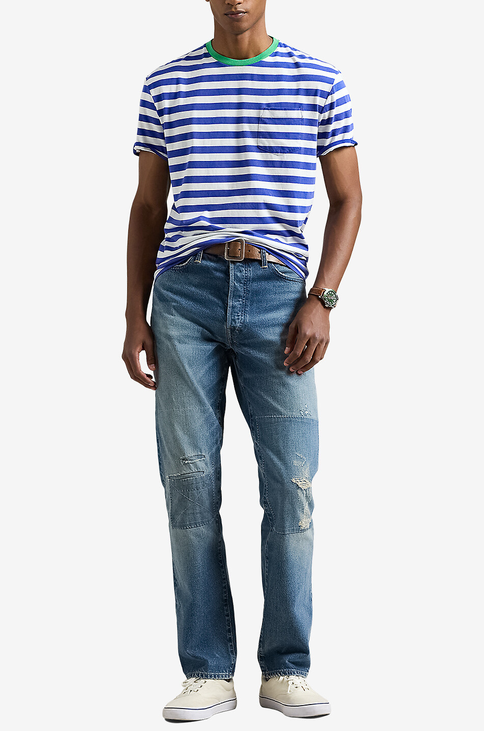 POLO RALPH LAUREN T-shirt rayé à manches courtes Classic Fit Homme BLEU FONCE 4