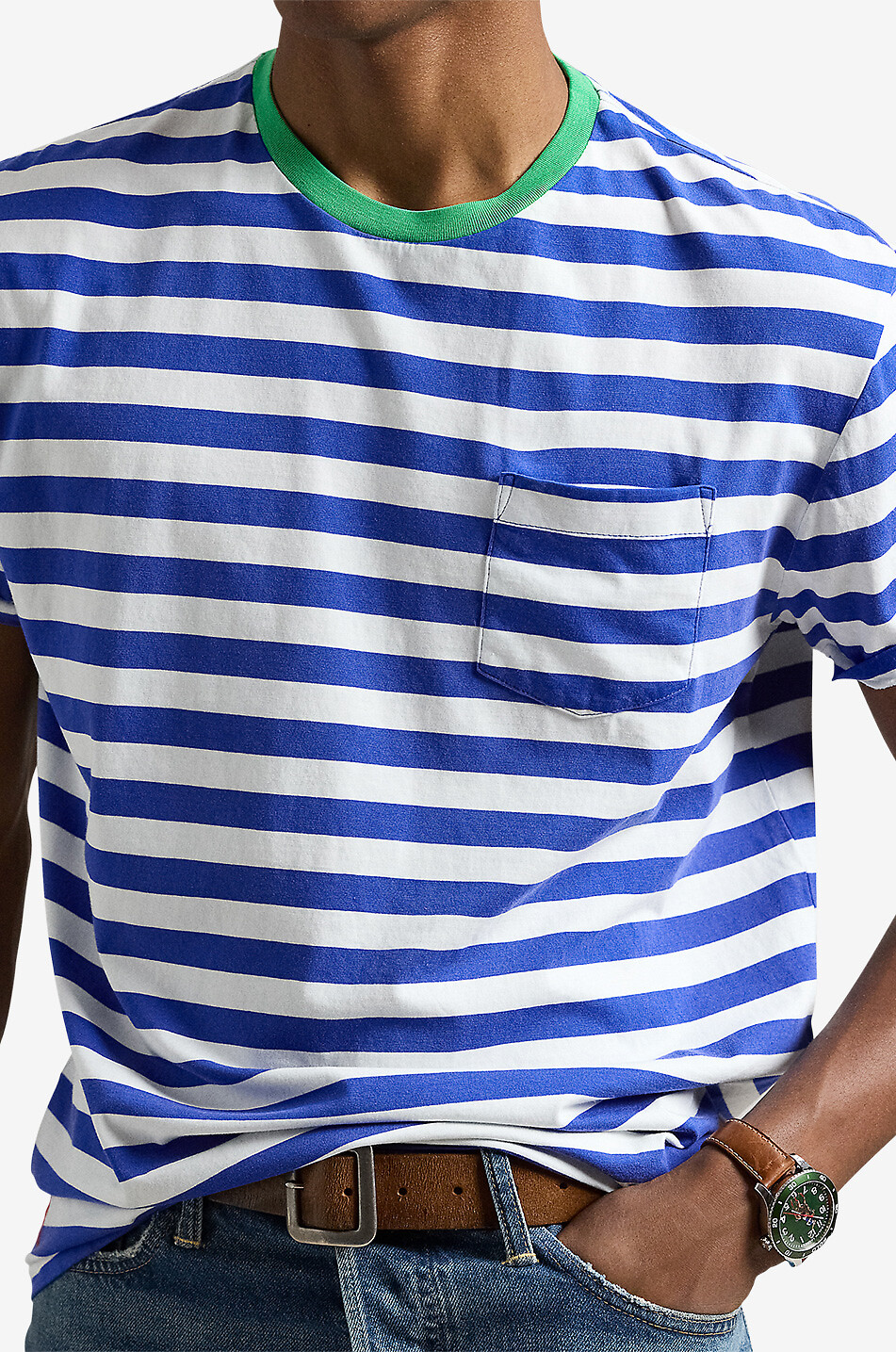 POLO RALPH LAUREN T-shirt rayé à manches courtes Classic Fit Homme BLEU FONCE 5