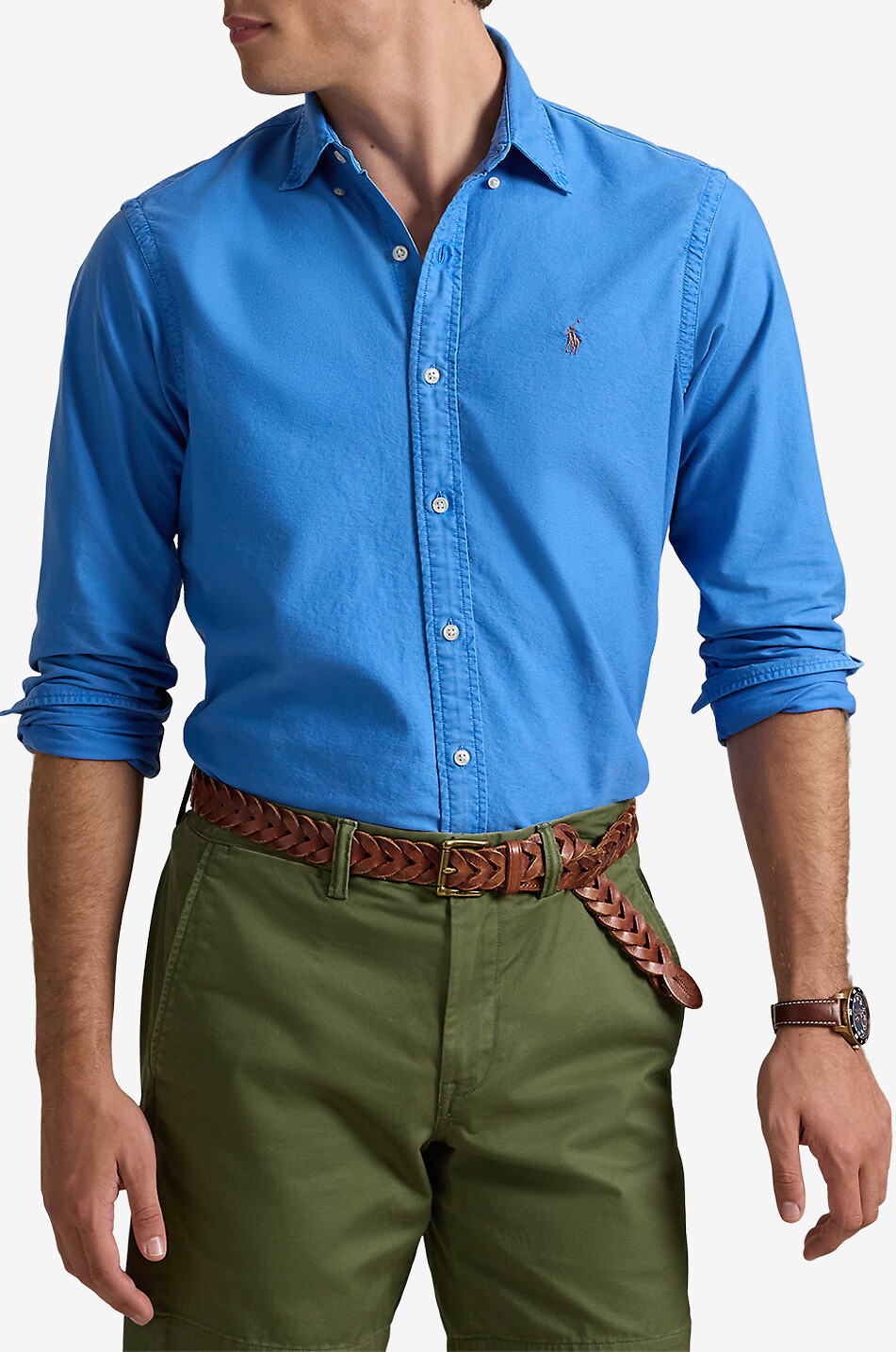 POLO RALPH LAUREN Oxford-Hemd Custom Fit Garment-Dyed Herren MITTELBLAU 2