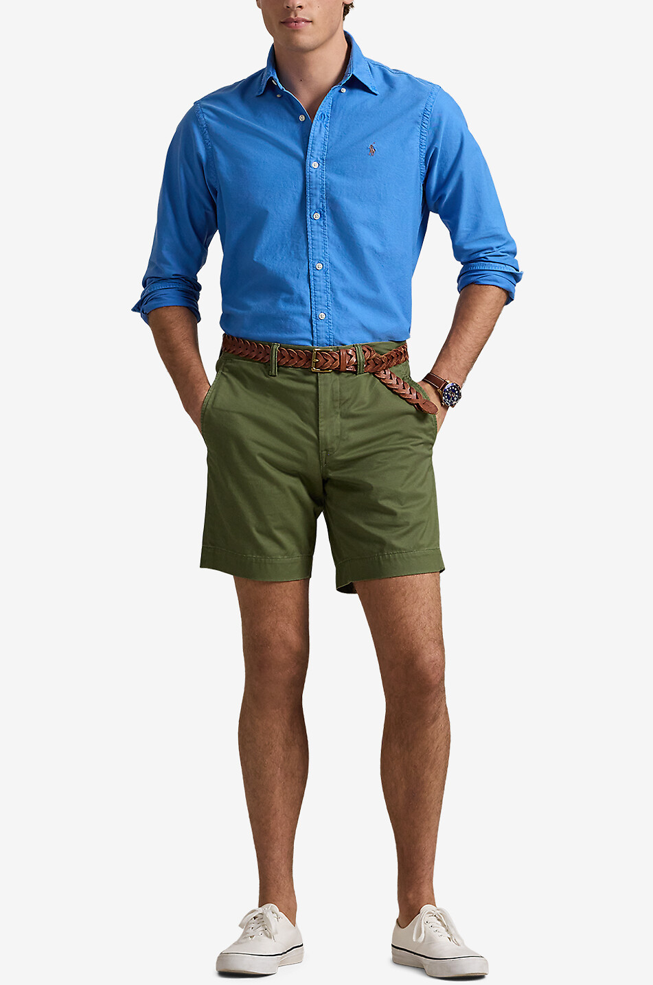 POLO RALPH LAUREN Oxford-Hemd Custom Fit Garment-Dyed Herren MITTELBLAU 4