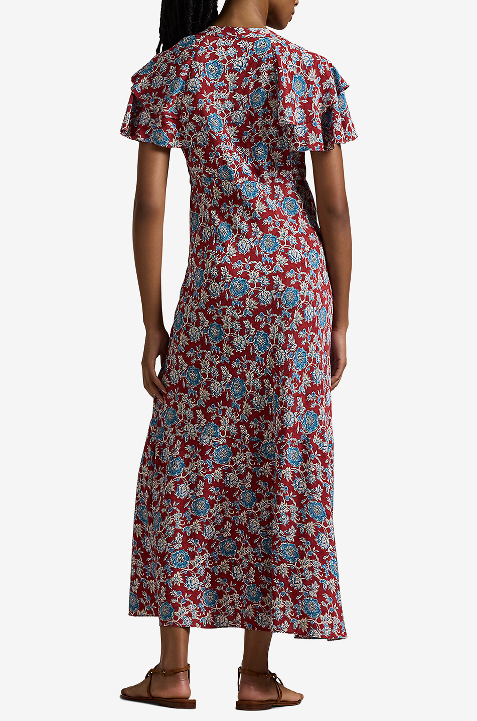 POLO RALPH LAUREN Midi empire dress in floral silk Women RED 3