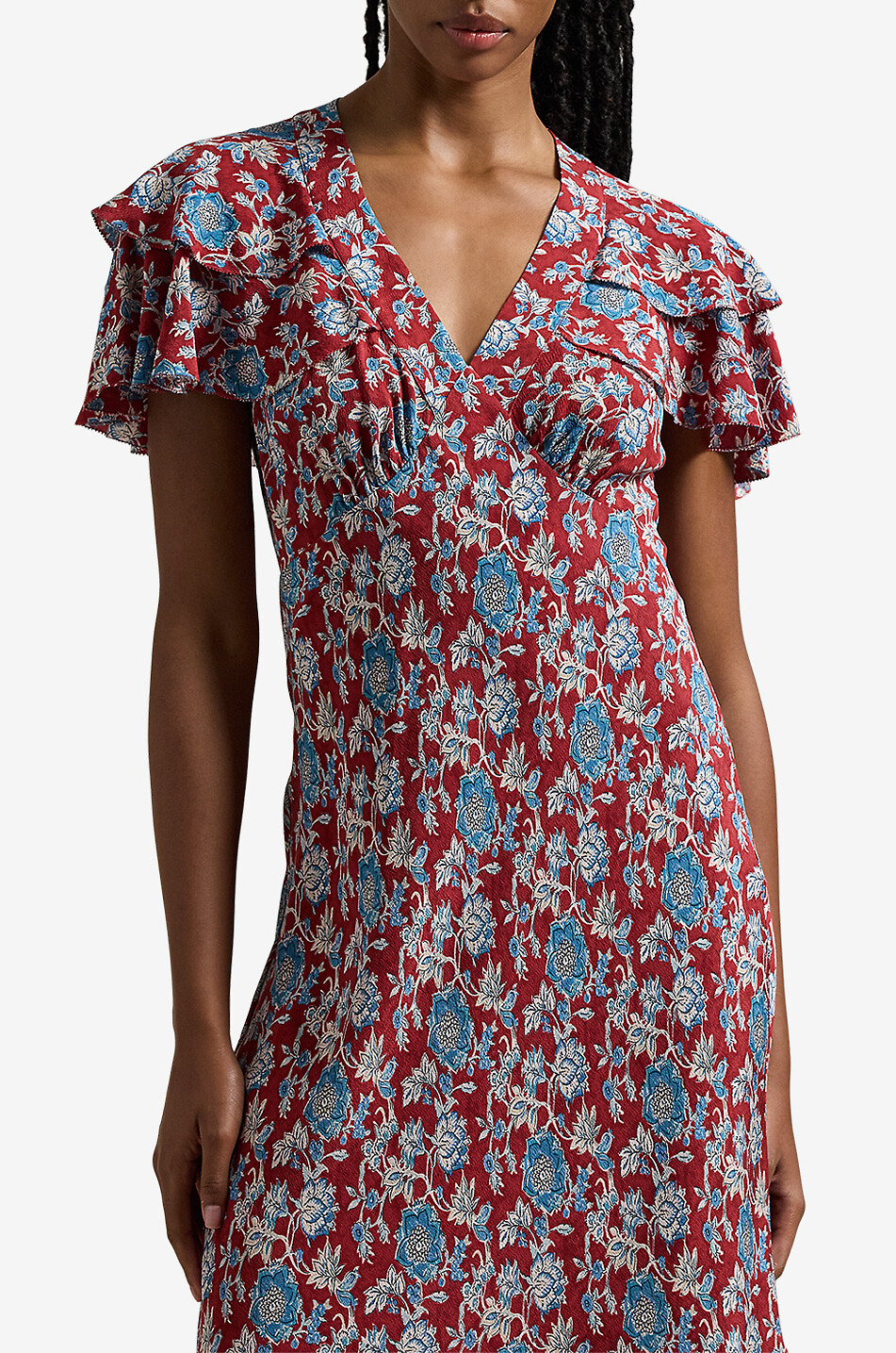 POLO RALPH LAUREN Midi empire dress in floral silk Women RED 4