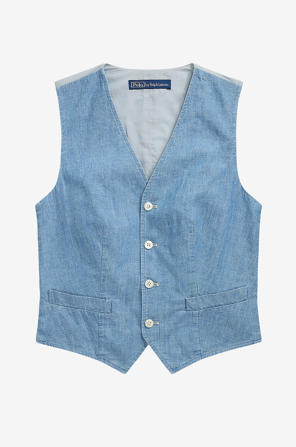 Schmale Baumwoll-Chambray-Weste Pauline