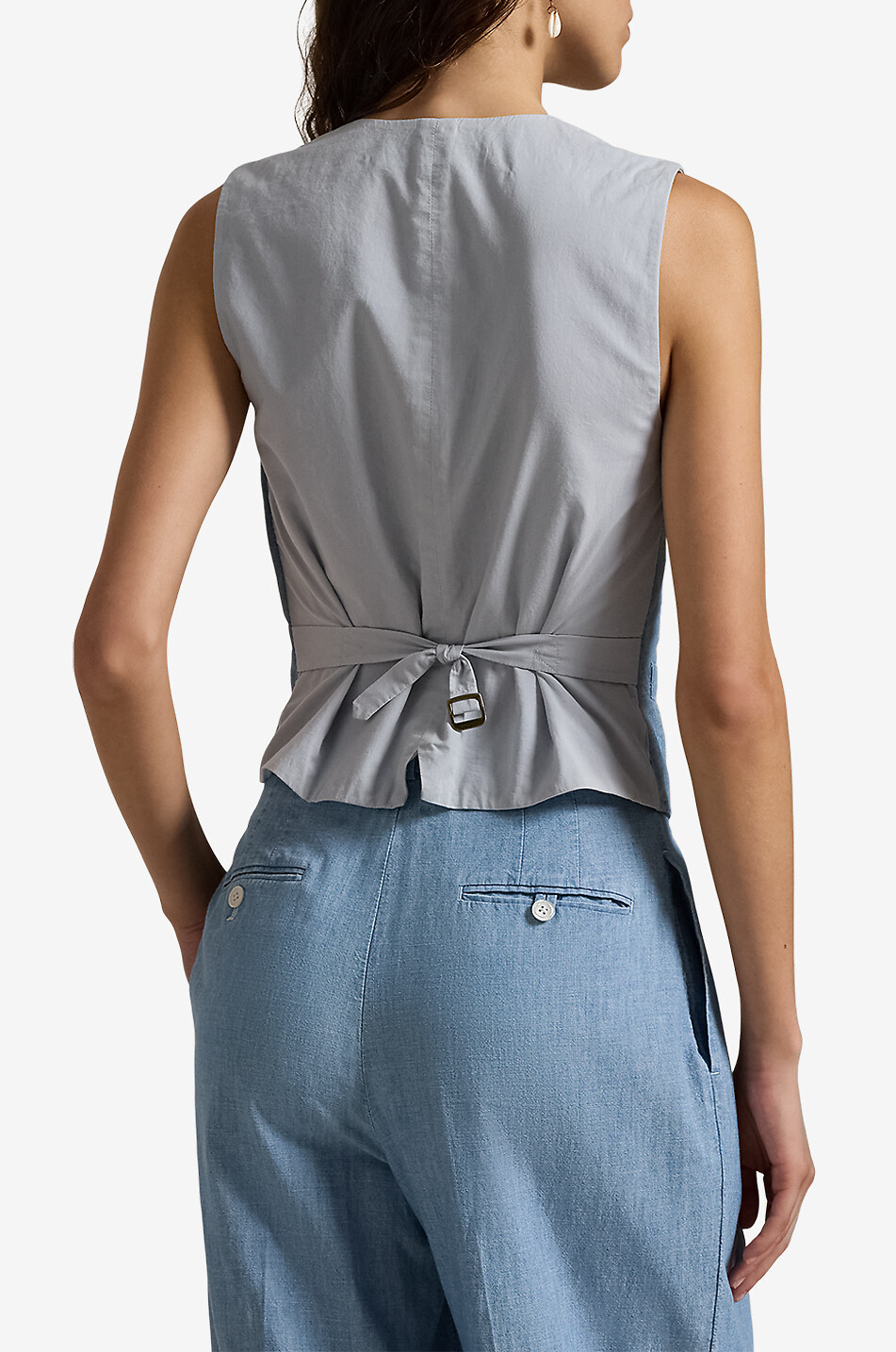 POLO RALPH LAUREN Schmale Baumwoll-Chambray-Weste Pauline Damen HELLBLAU 3