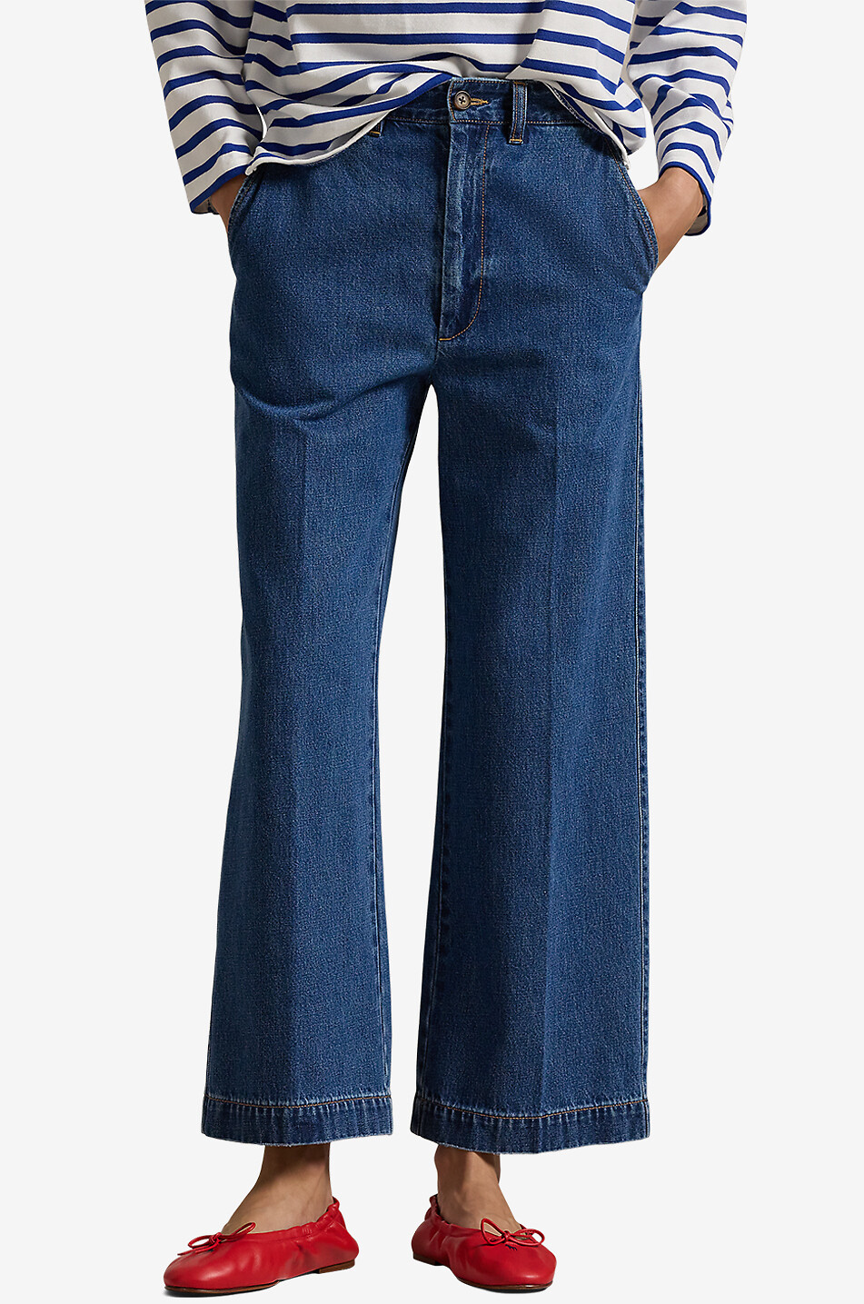 Jean large raccourci effet vintage Medium Indigo
