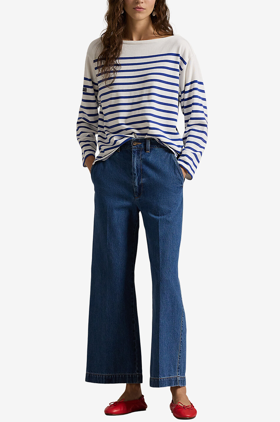 Jean large raccourci effet vintage Medium Indigo