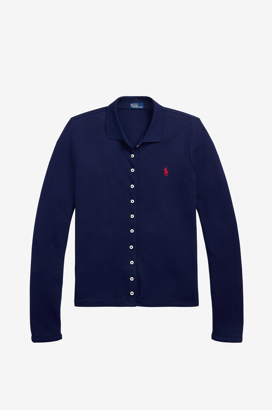 Pony long-sleeved cotton piqué shirt