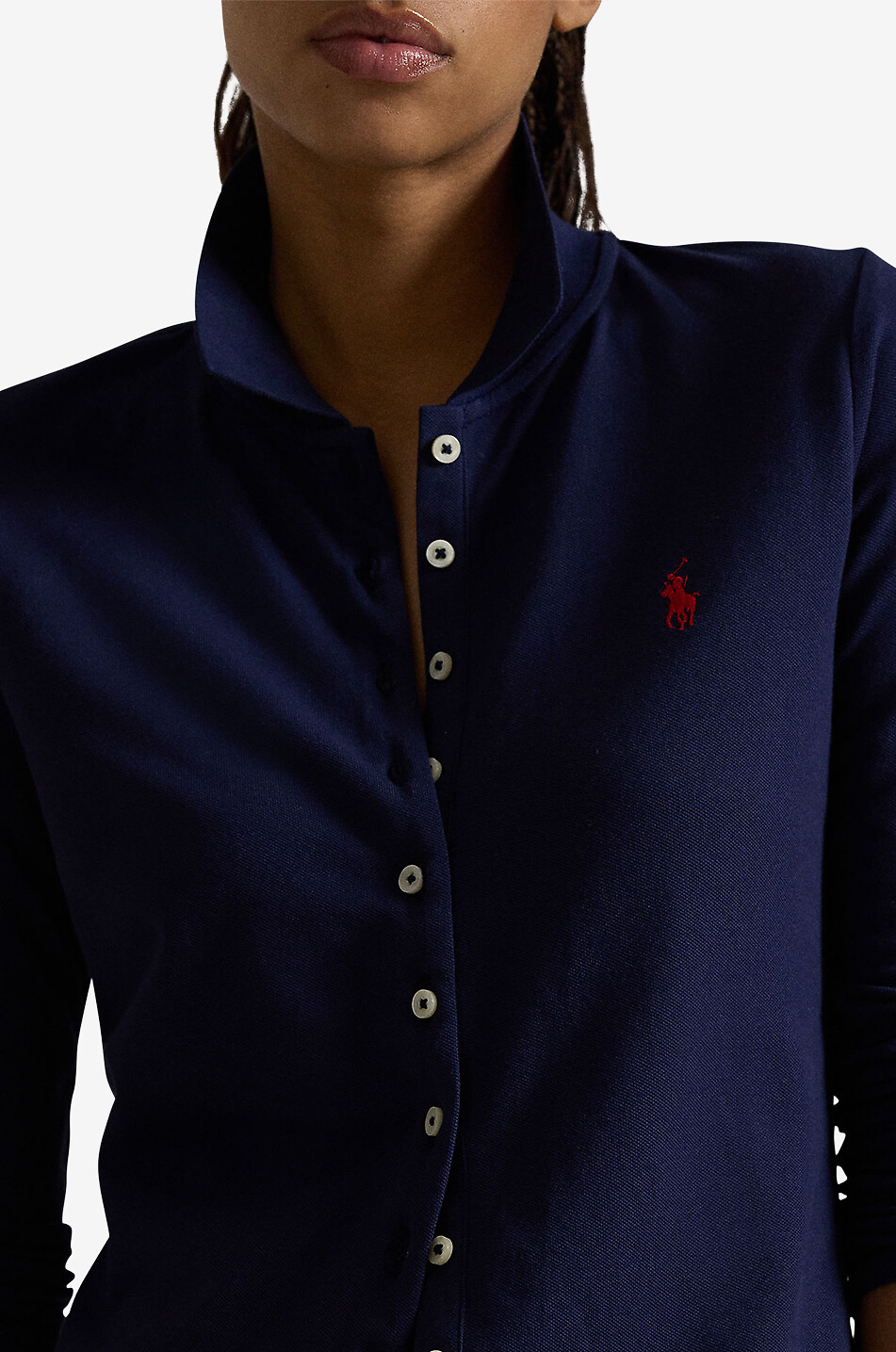 POLO RALPH LAUREN Pony long-sleeved cotton piqué shirt Women DARK BLUE 5