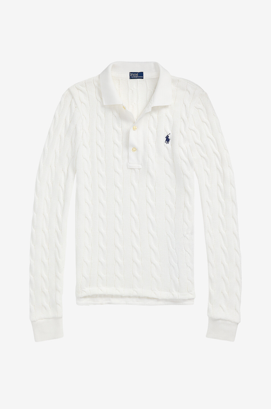POLO RALPH LAUREN Polo à manches longues en maille torsadé Pony Femme BLANC 1