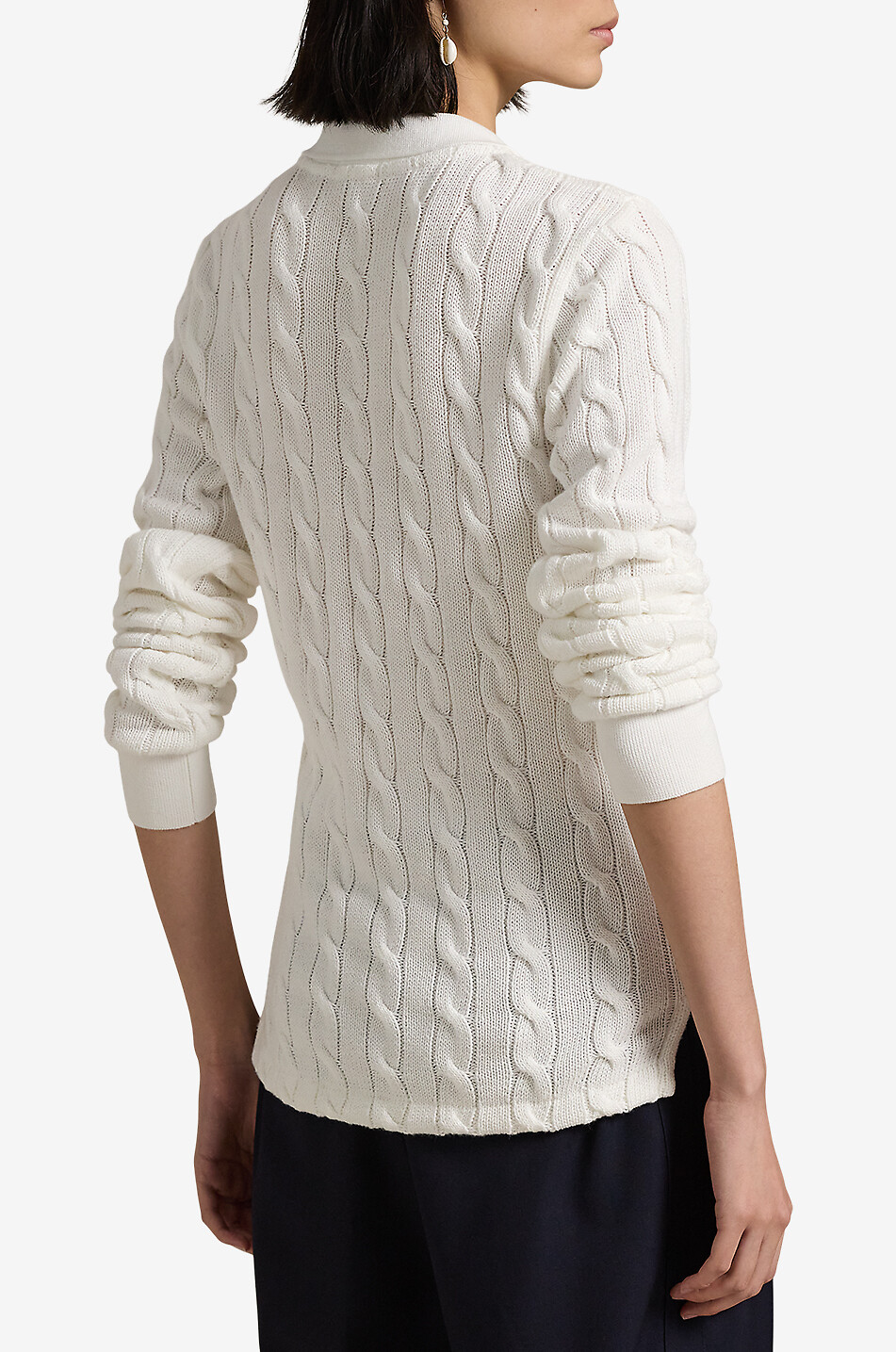 POLO RALPH LAUREN Polo à manches longues en maille torsadé Pony Femme BLANC 3