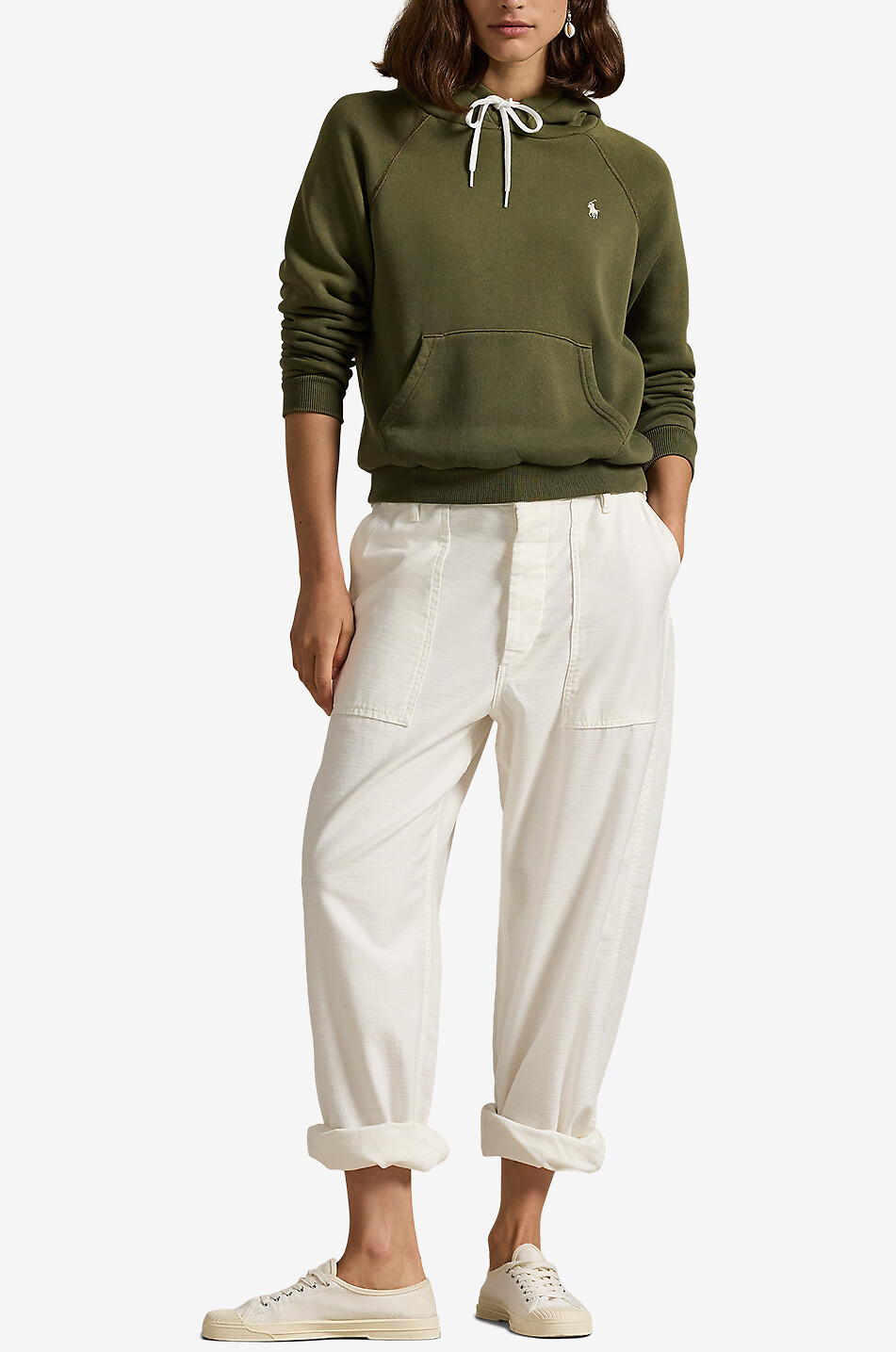 POLO RALPH LAUREN Sweat-shirt à capuche Shrunken Fit Pony Femme KAKI 4