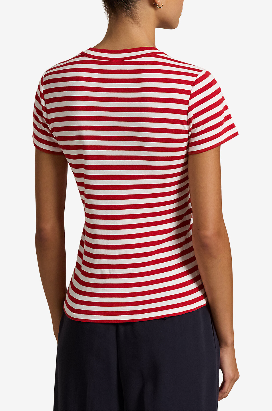 POLO RALPH LAUREN T-shirt ajusté rayé à manches courtes Femme ROUGE 3