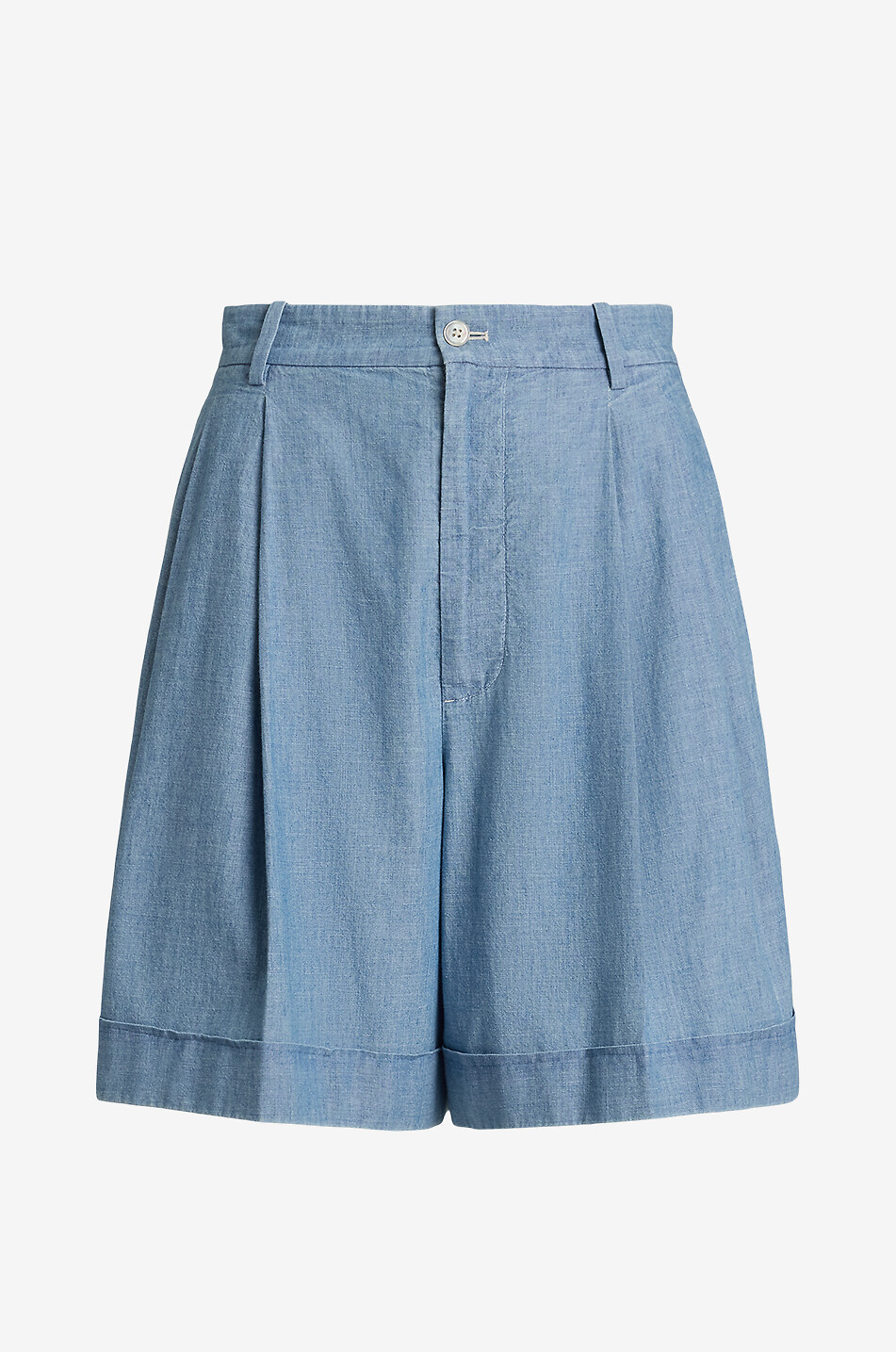 POLO RALPH LAUREN High-rise chambray shorts with waistband tucks Women BLUE 1