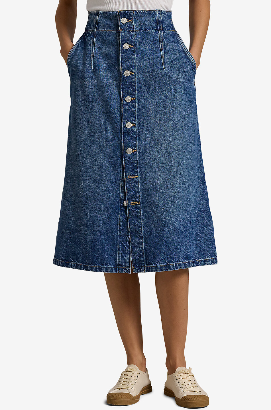 Jupe midi évasé en denim Colel Wash