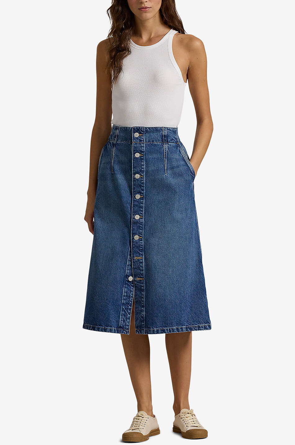 Jupe midi évasé en denim Colel Wash