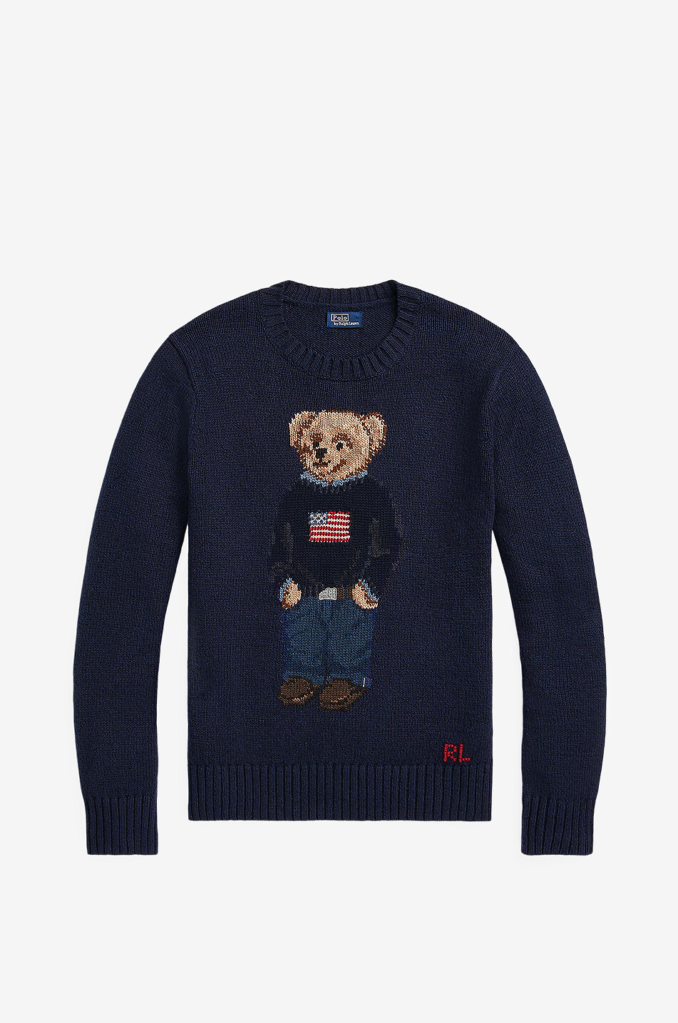 Polo Bear Flag cotton and linen jacquard jumper