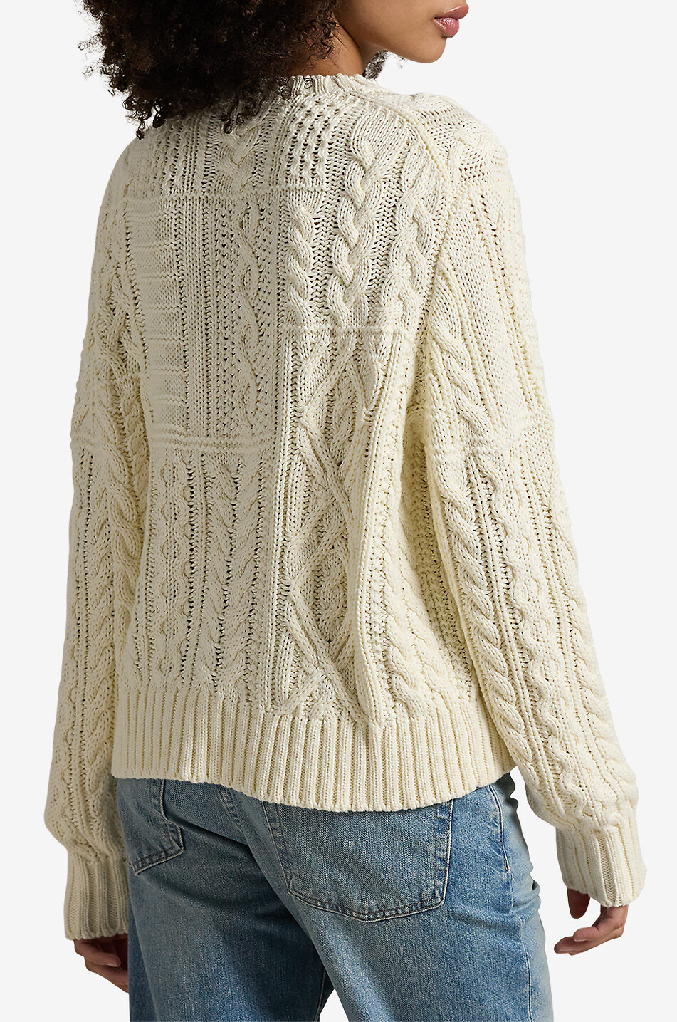 POLO RALPH LAUREN Pull torsadé en coton Aran Flag Femme BLANC CASSE 3