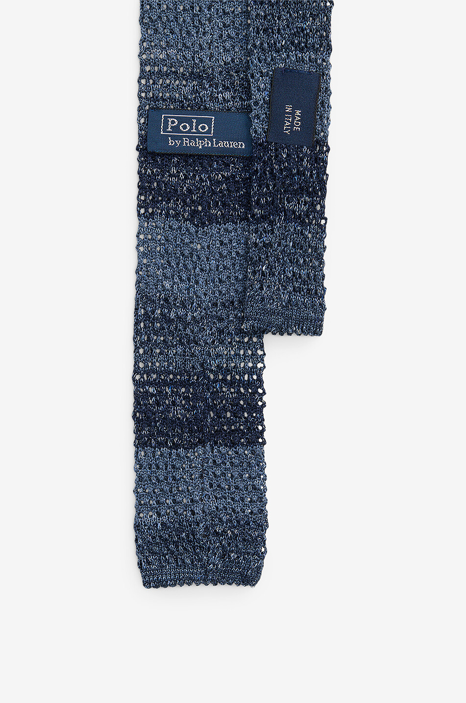 POLO RALPH LAUREN Striped openwork knit silk and linen tie Men DARK BLUE 2