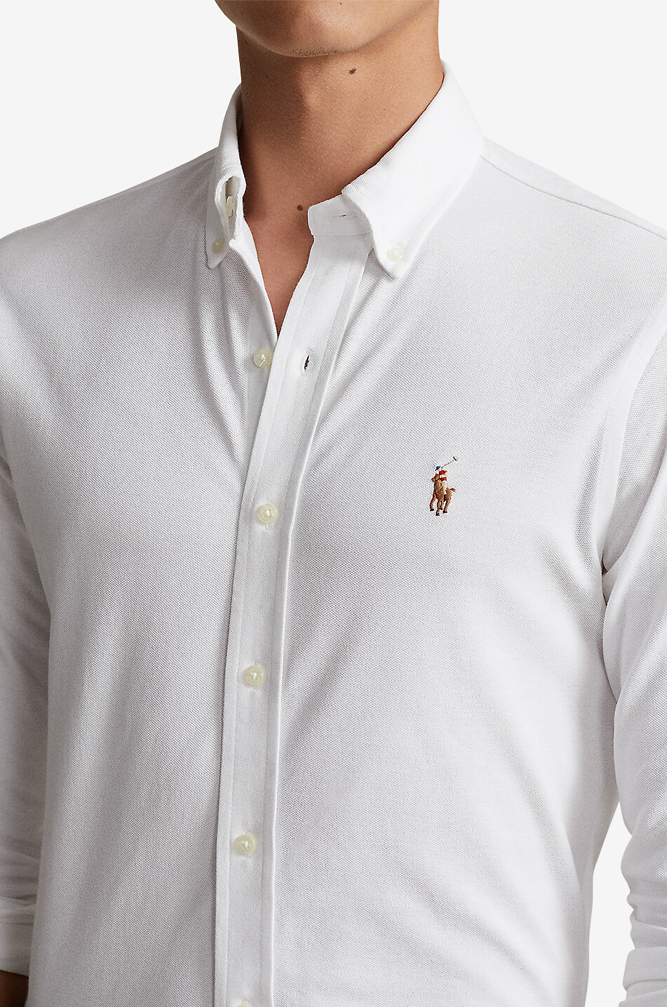 POLO RALPH LAUREN Pony cotton piqué oxford shirt Men WHITE 5