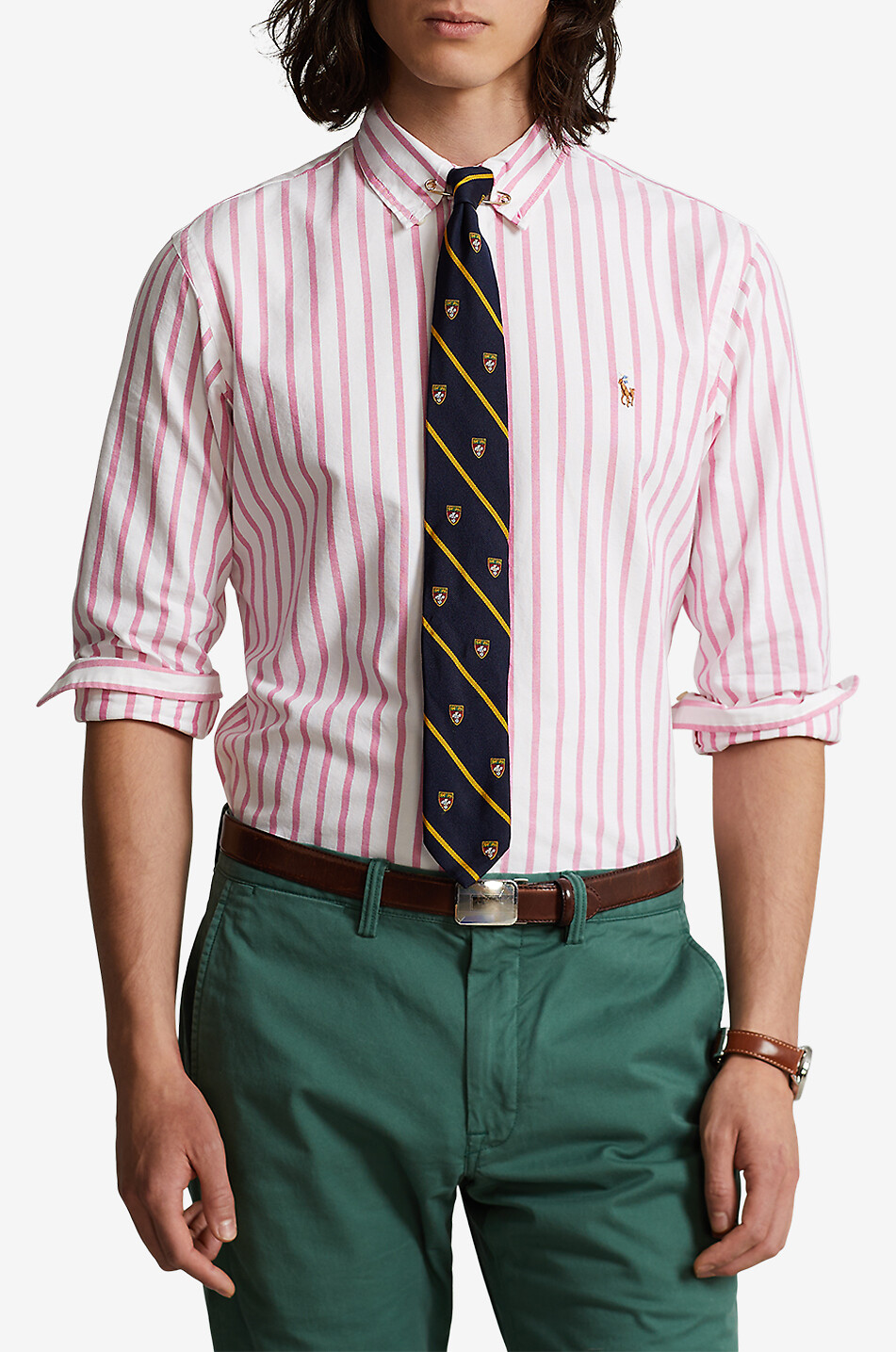POLO RALPH LAUREN Chemise oxford rayé en coton texturé Custom Fit Homme ROSE 2