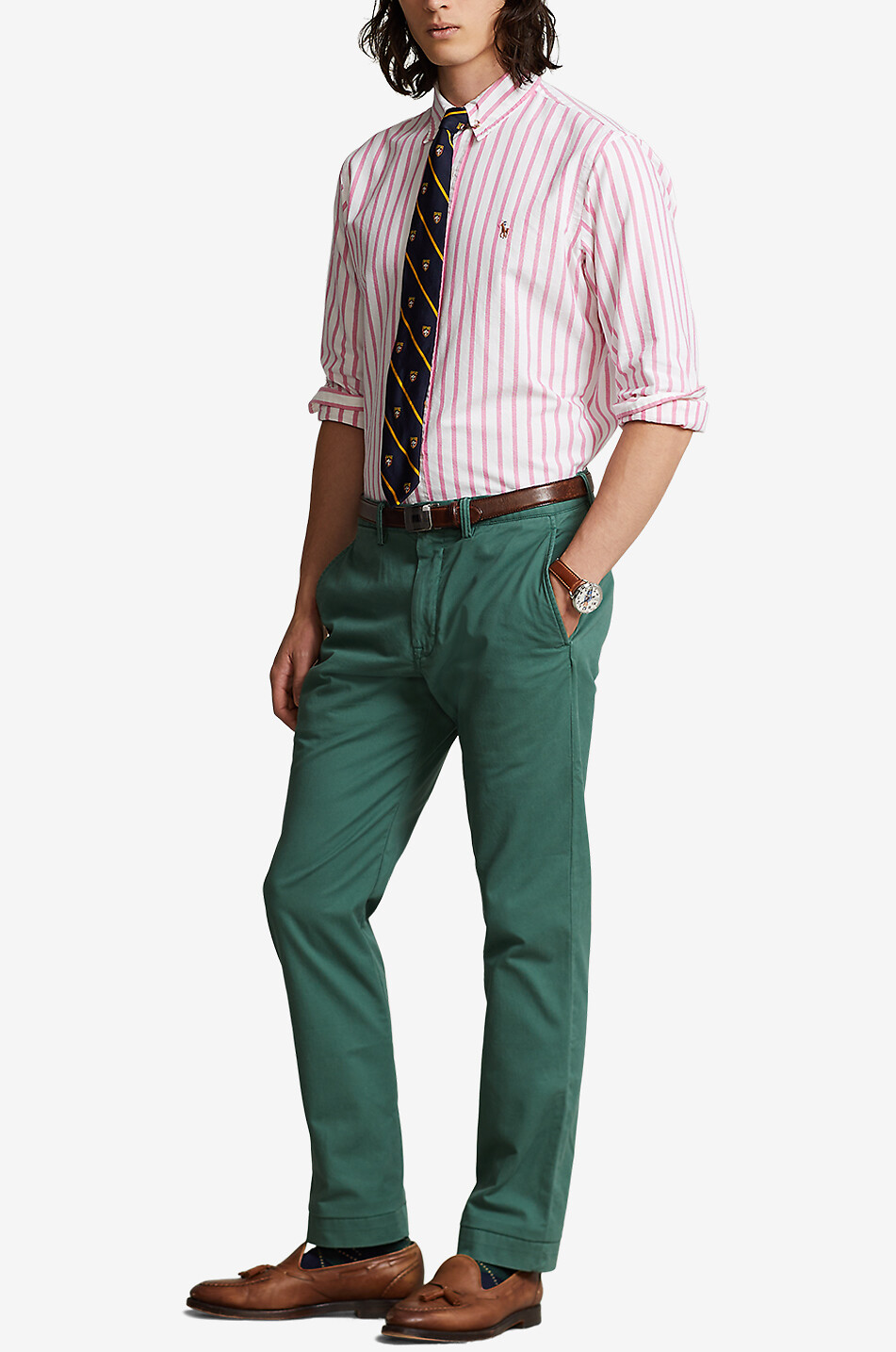 POLO RALPH LAUREN Chemise oxford rayé en coton texturé Custom Fit Homme ROSE 4