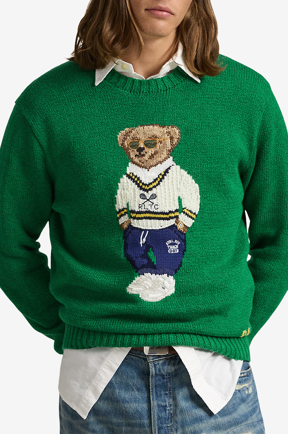 POLO RALPH LAUREN Jacquard-Pullover aus Baumwolle und Leinen Polo Bear Tennis Herren GRÜN 2