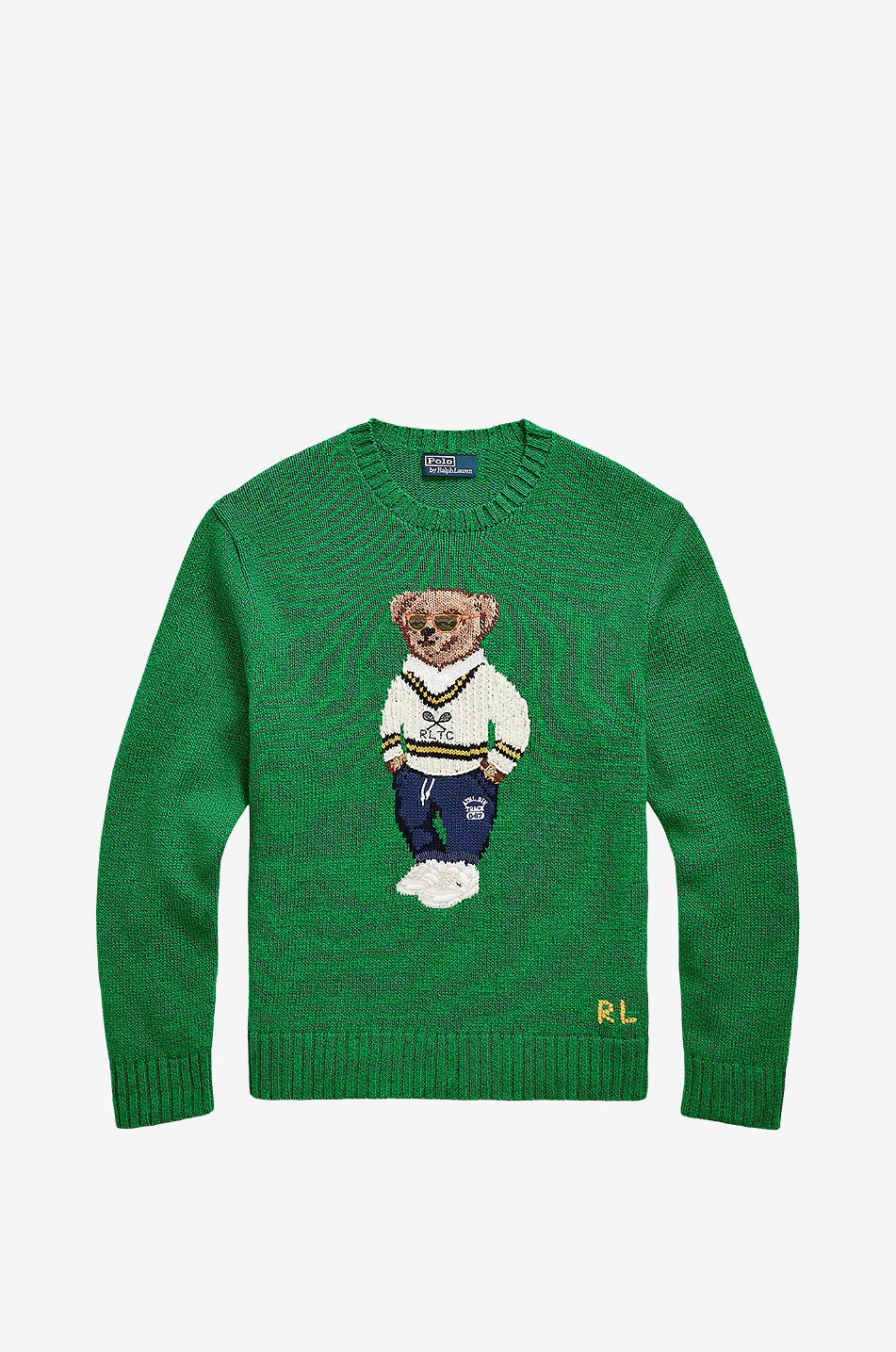 POLO RALPH LAUREN Jacquard-Pullover aus Baumwolle und Leinen Polo Bear Tennis Herren GRÜN 1