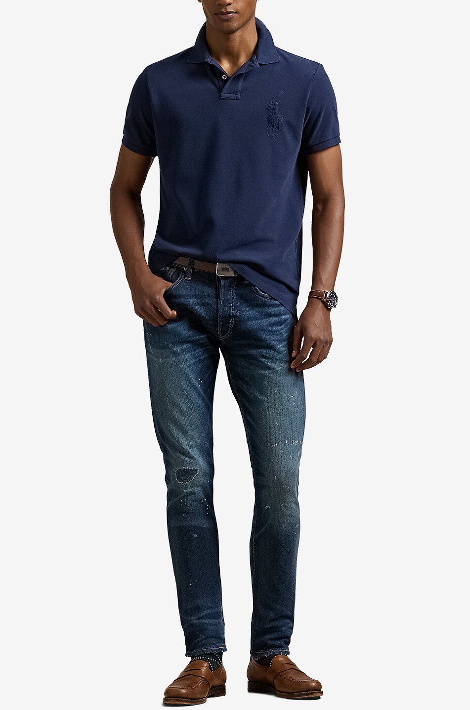 POLO RALPH LAUREN Kurzarm-Polohemd Custom Slim Big Pony Herren DUNKELBLAU 4