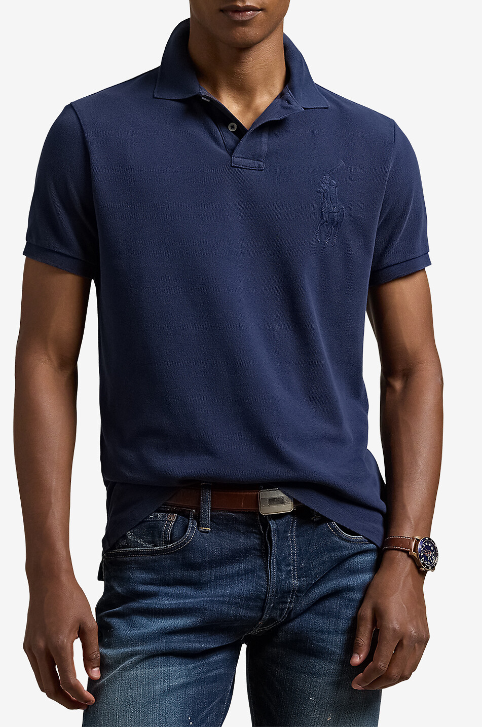 POLO RALPH LAUREN Kurzarm-Polohemd Custom Slim Big Pony Herren DUNKELBLAU 2