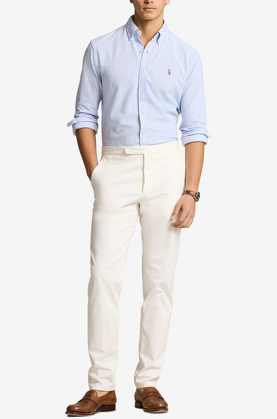 POLO RALPH LAUREN Gestreiftes Oxfordhemd aus Baumwollpiqué Pony Herren BLAU 4