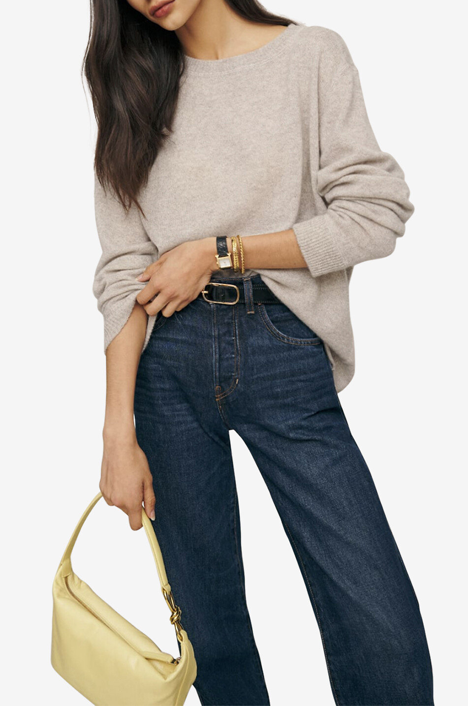REFORMATION Boyfriend crewneck recycled cashmere jumper Women GREY 6