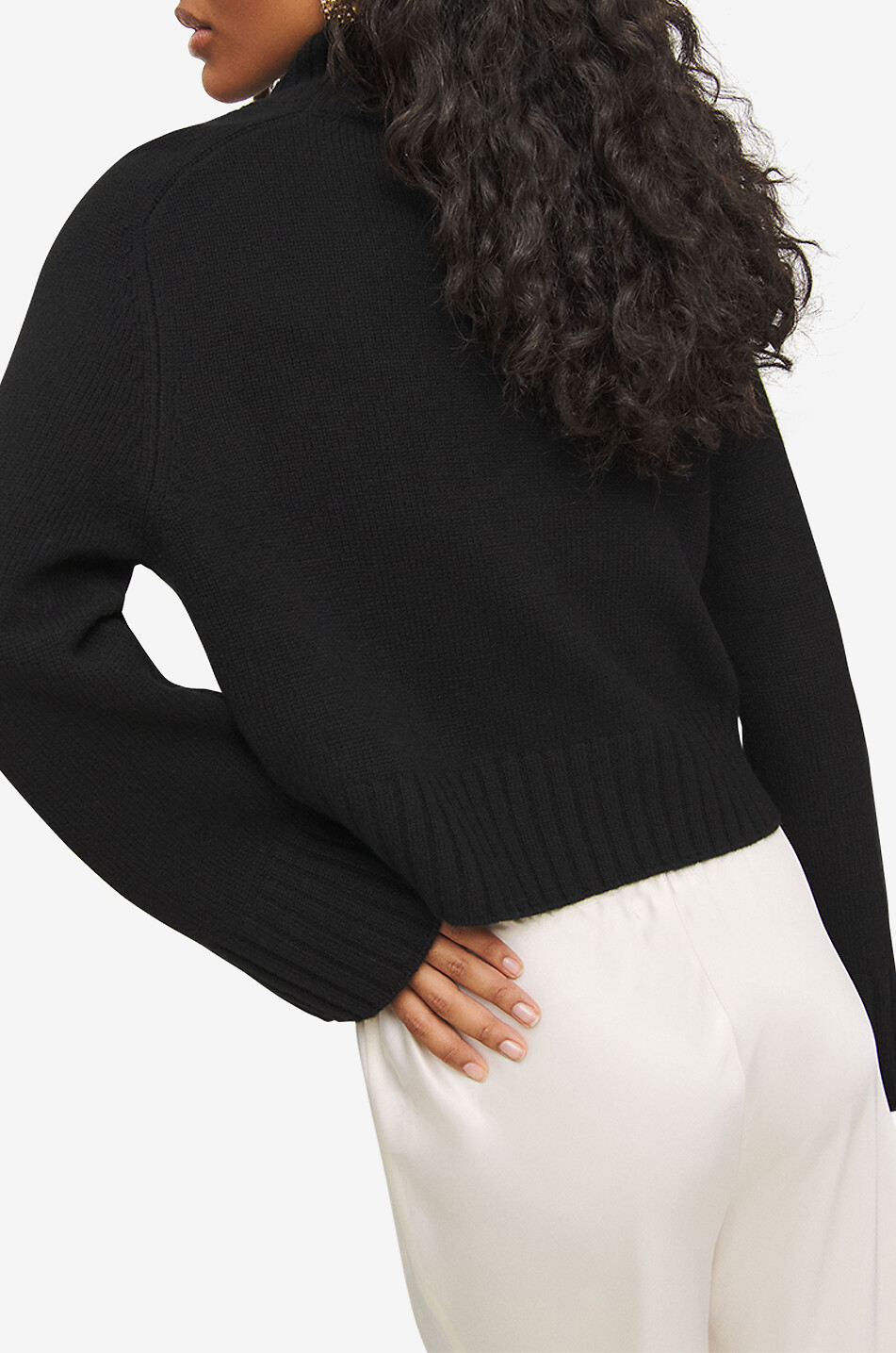 REFORMATION Brooke funnel neck cropped cashmere jumper Women BLACK 4