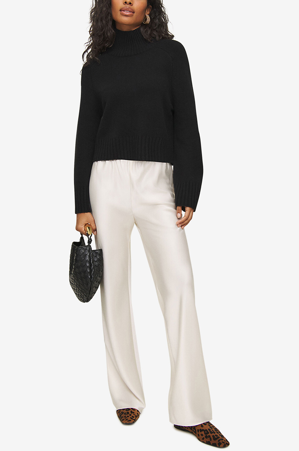 REFORMATION Brooke funnel neck cropped cashmere jumper Women BLACK 5