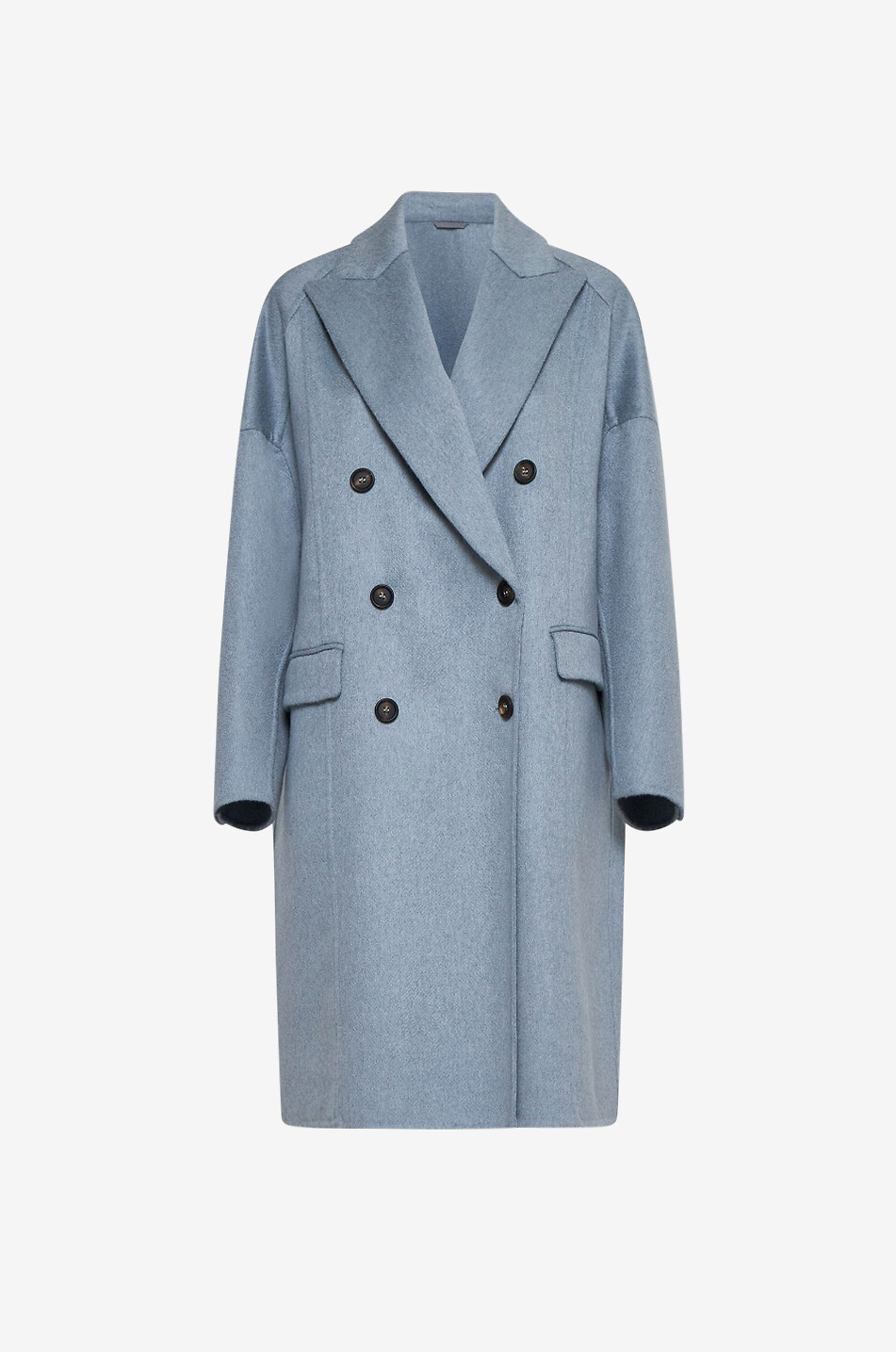 Double-breasted cashmere three-quarter coat