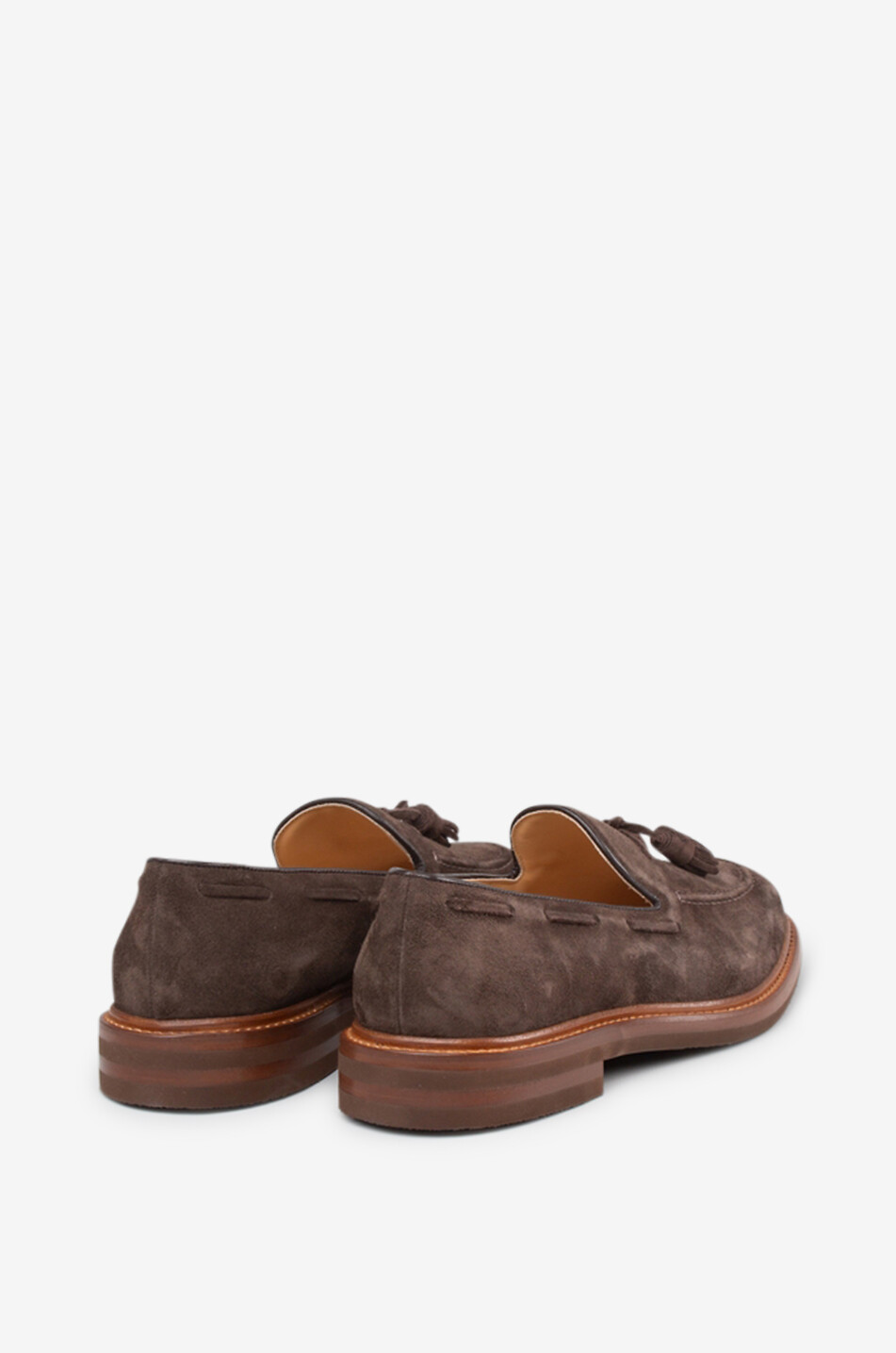 BRUNELLO CUCINELLI Suede loafers with tassels Men DARK BROWN 3
