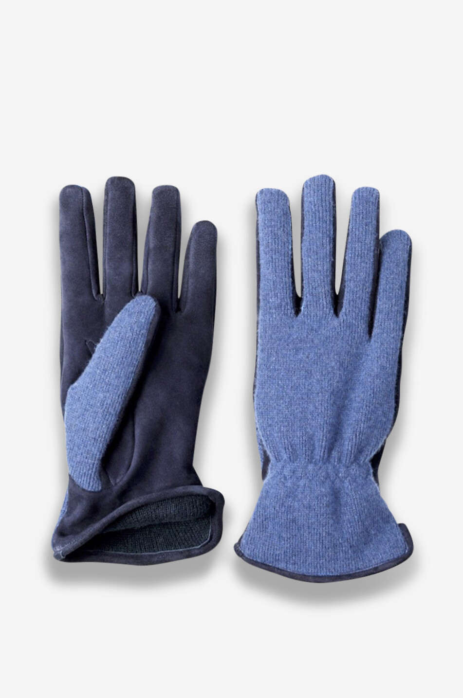 Gants bicolores en maille et daim