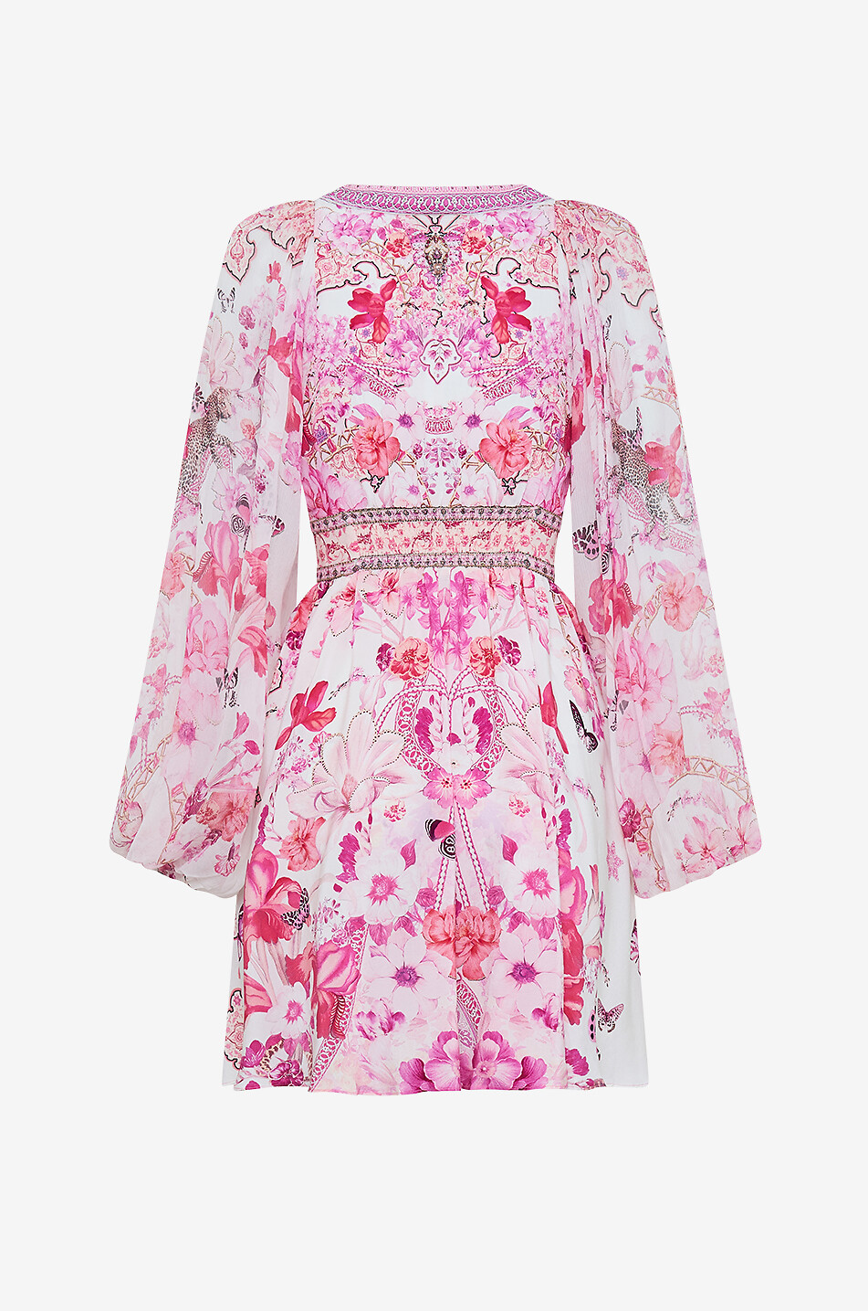 CAMILLA Mini robe en soie Lace Up Front Botanical Novella Femme ROSE 2