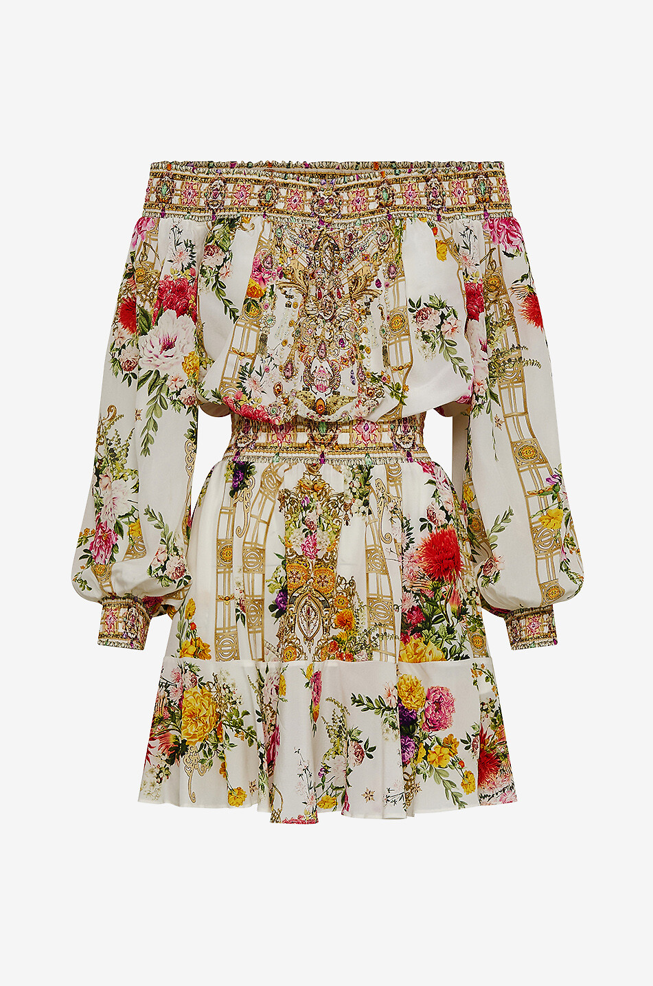 CAMILLA Robe courte à épaules dénudées en soie Egyptian Rose Femme BLANC 1