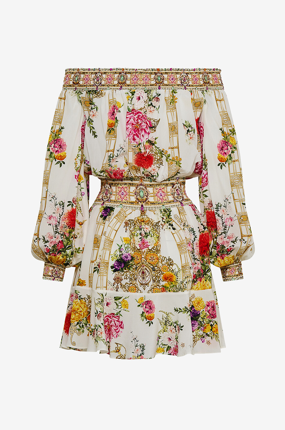 CAMILLA Robe courte à épaules dénudées en soie Egyptian Rose Femme BLANC 2