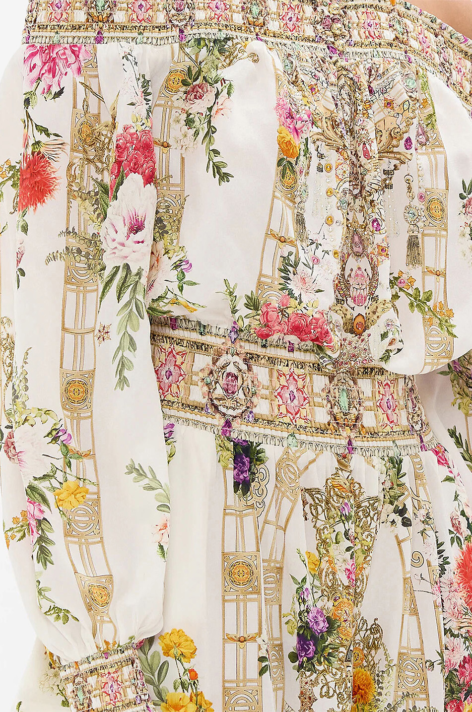 CAMILLA Robe courte à épaules dénudées en soie Egyptian Rose Femme BLANC 7