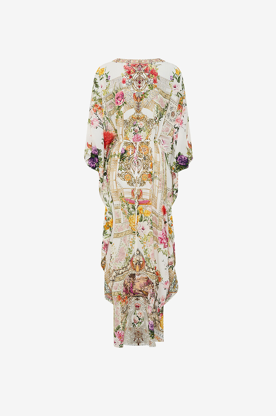 CAMILLA Gathered Waist Egyptian Rose long silk caftan Women WHITE 2
