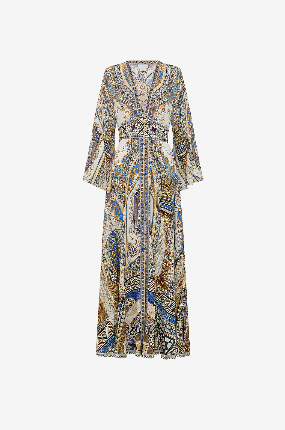 Kimono Sleeve Make Me Your Mosaic long printed silk dress