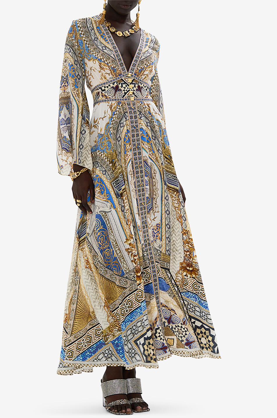 CAMILLA Kimono Sleeve Make Me Your Mosaic long printed silk dress Women BLUE 3