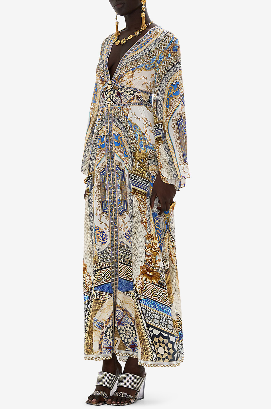 CAMILLA Kimono Sleeve Make Me Your Mosaic long printed silk dress Women BLUE 4