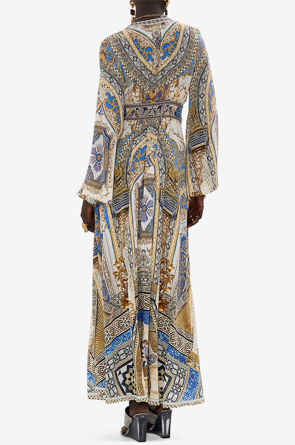 CAMILLA Kimono Sleeve Make Me Your Mosaic long printed silk dress Women BLUE 5