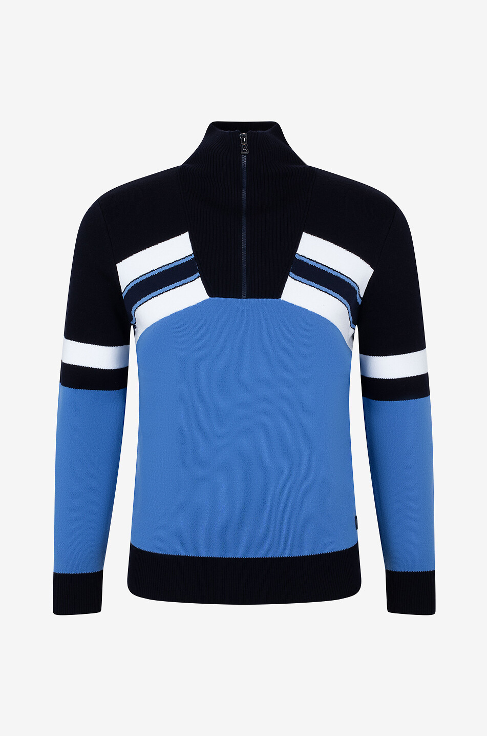 Jacquardpullover mit Stehkragen und Reissverschluss Thom