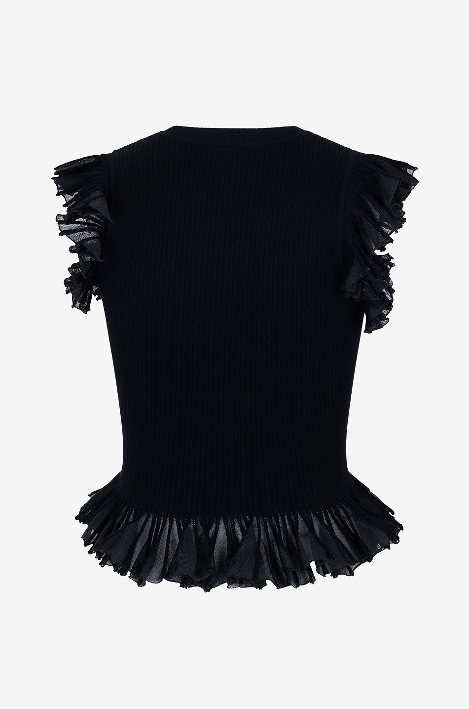 ULLA JOHNSON Leila rib knit and tulle sleeveless top Women BLACK 2