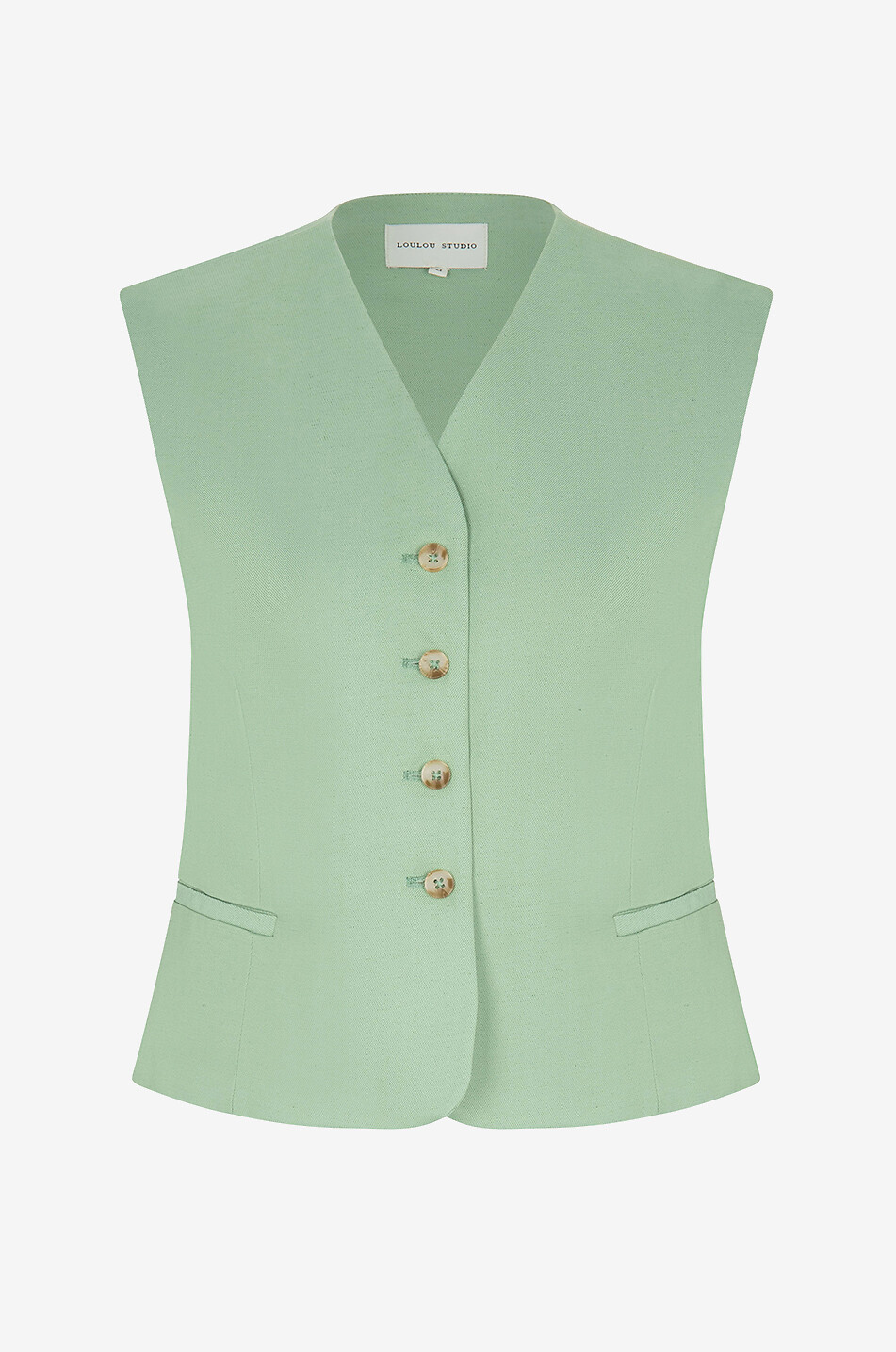 LOULOU STUDIO Arup viscose and linen vest Women LIGHT GREEN 1