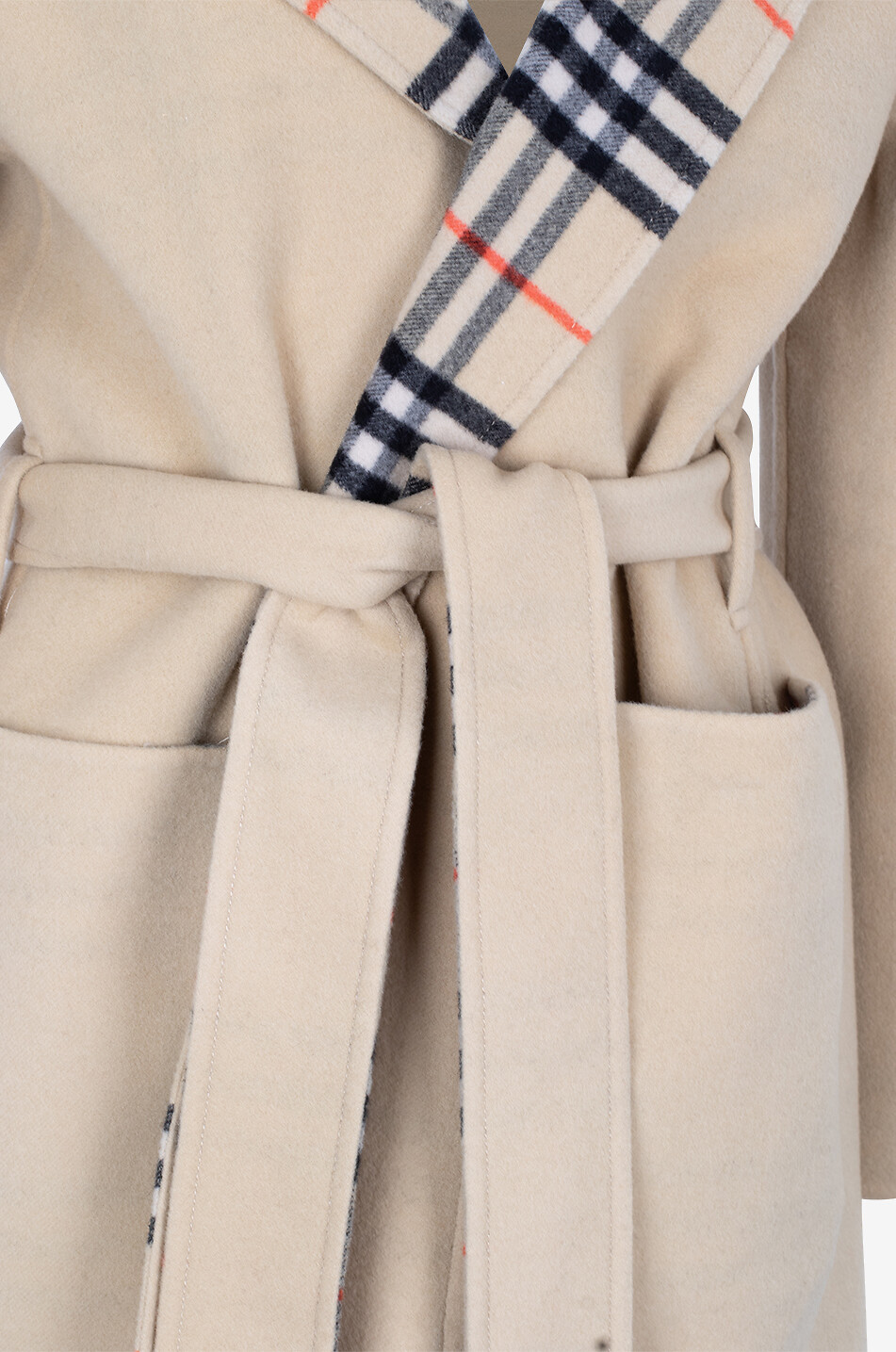 BURBERRY Manteau paletot réversible en laine à capuche Check Femme BEIGE 5