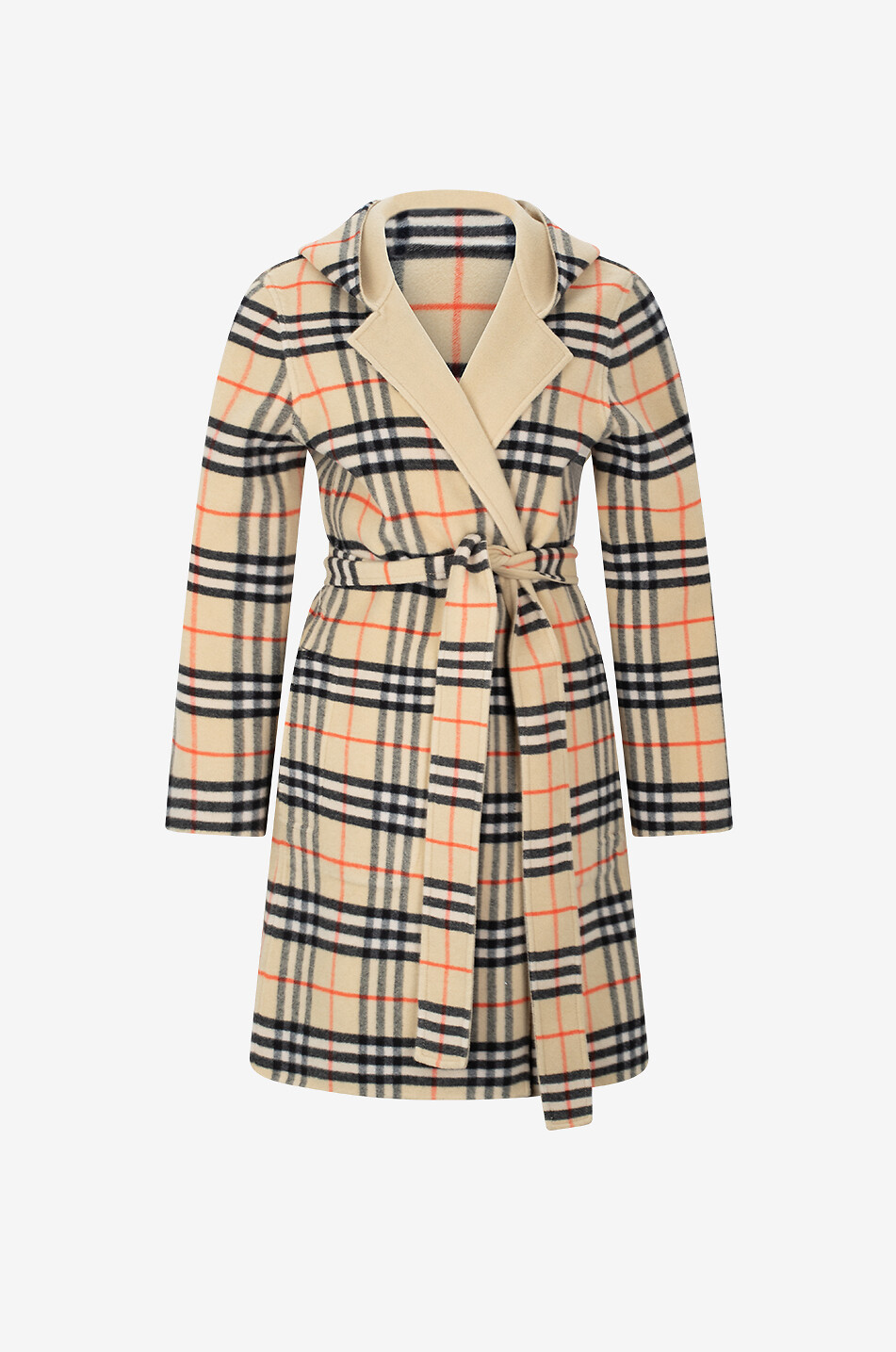 BURBERRY Manteau paletot réversible en laine à capuche Check Femme BEIGE 3